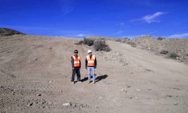 The Bailey Day abandoned mine site in Nevada after earthworks, with the ground reseeded in November 2014.