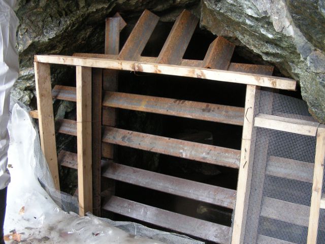 A bat gate across the entrance to the Greeley Mine in Vermont.